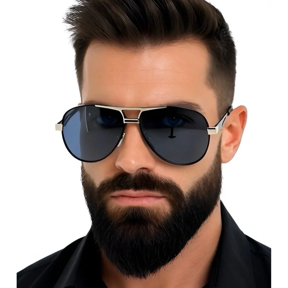 Aviator Sunglasses Men Polarized‎ Metal Frame Dark Lens Driving Eyewear Shades